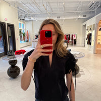 Ruched Sleeve V-neck Top