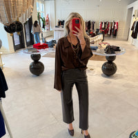 Faye Leather Straight Jean