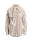 Striped Tie-Neck Shirt