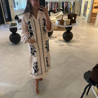 Stencil Print Long Tunic Dress