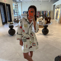 Vintage Label Print Tunic Dress