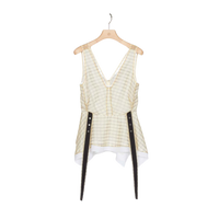 Plaid Organza V-Neck Top