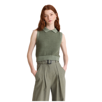 Striped Mesh Collared Tank