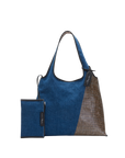 Denim Market Tote with Plaid Combo