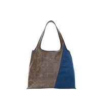 Denim Market Tote with Plaid Combo