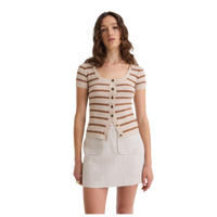 Terry Striped Short Sleeve Cardigan