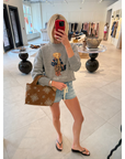 Faux Suede Embellished Market Tote