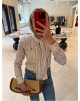 Striped Tie-Neck Shirt