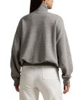 Ribbed Trim Mockneck Pullover