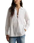 Lace-Up Cotton Shirt