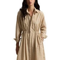 Striped Drawcord Shirtdress