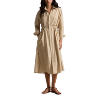 Striped Drawcord Shirtdress