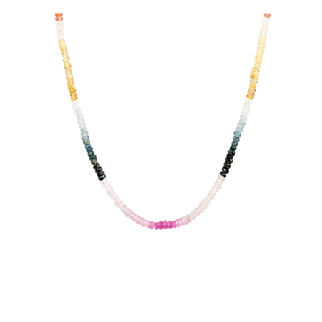 Graduated Rainbow Sapphire Beaded Necklace