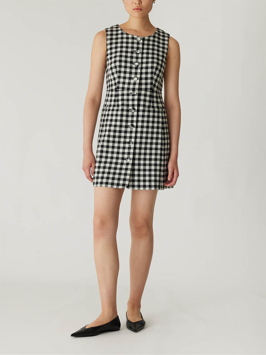 Phillipa Check Button Front Mini Dress