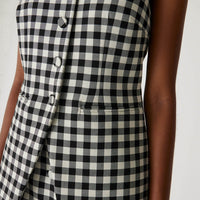 Phillipa Check Button Front Vest