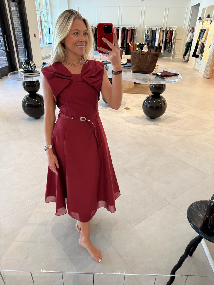Sleeveless Draped Bow Dress