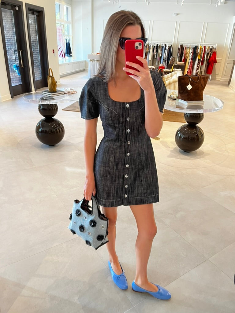 Apron Puff Sleeve Mini Dress
