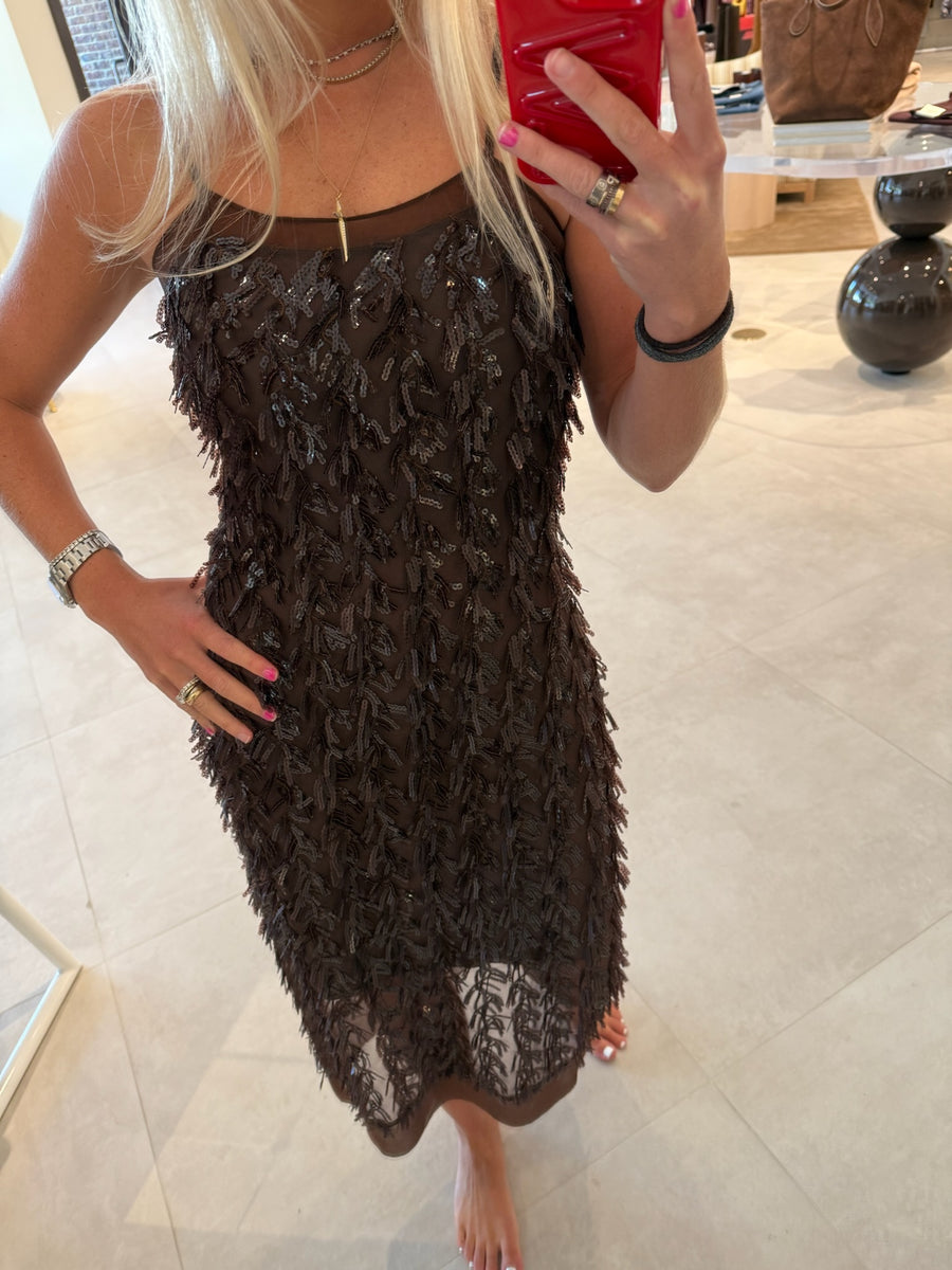 Mesh Sequins Slip Dress