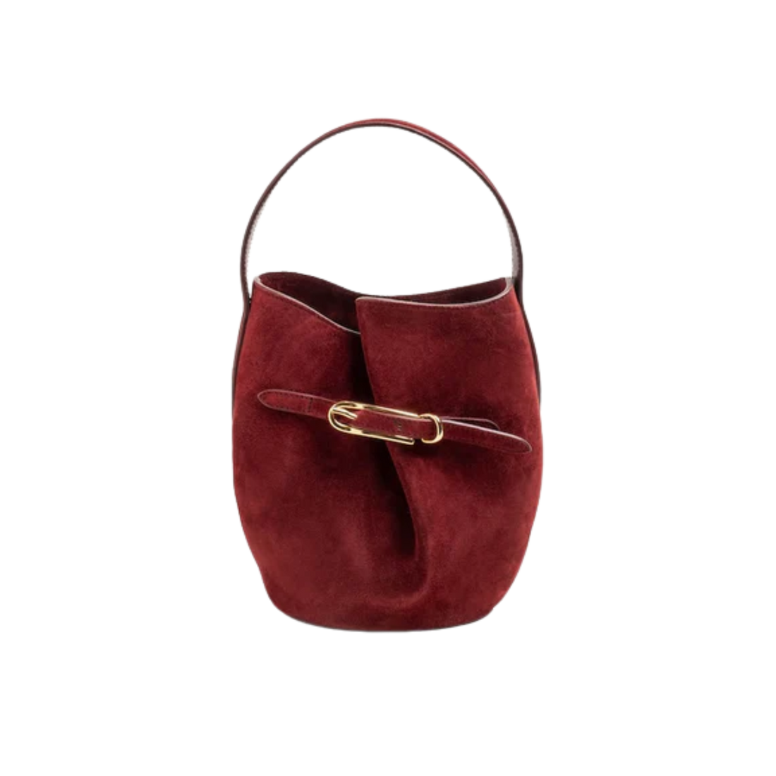 Belted Bucket Mini Suede Bag