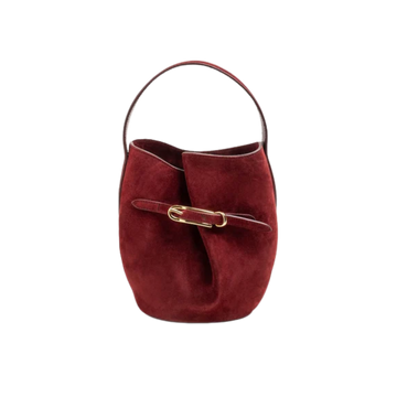 Belted Bucket Mini Suede Bag