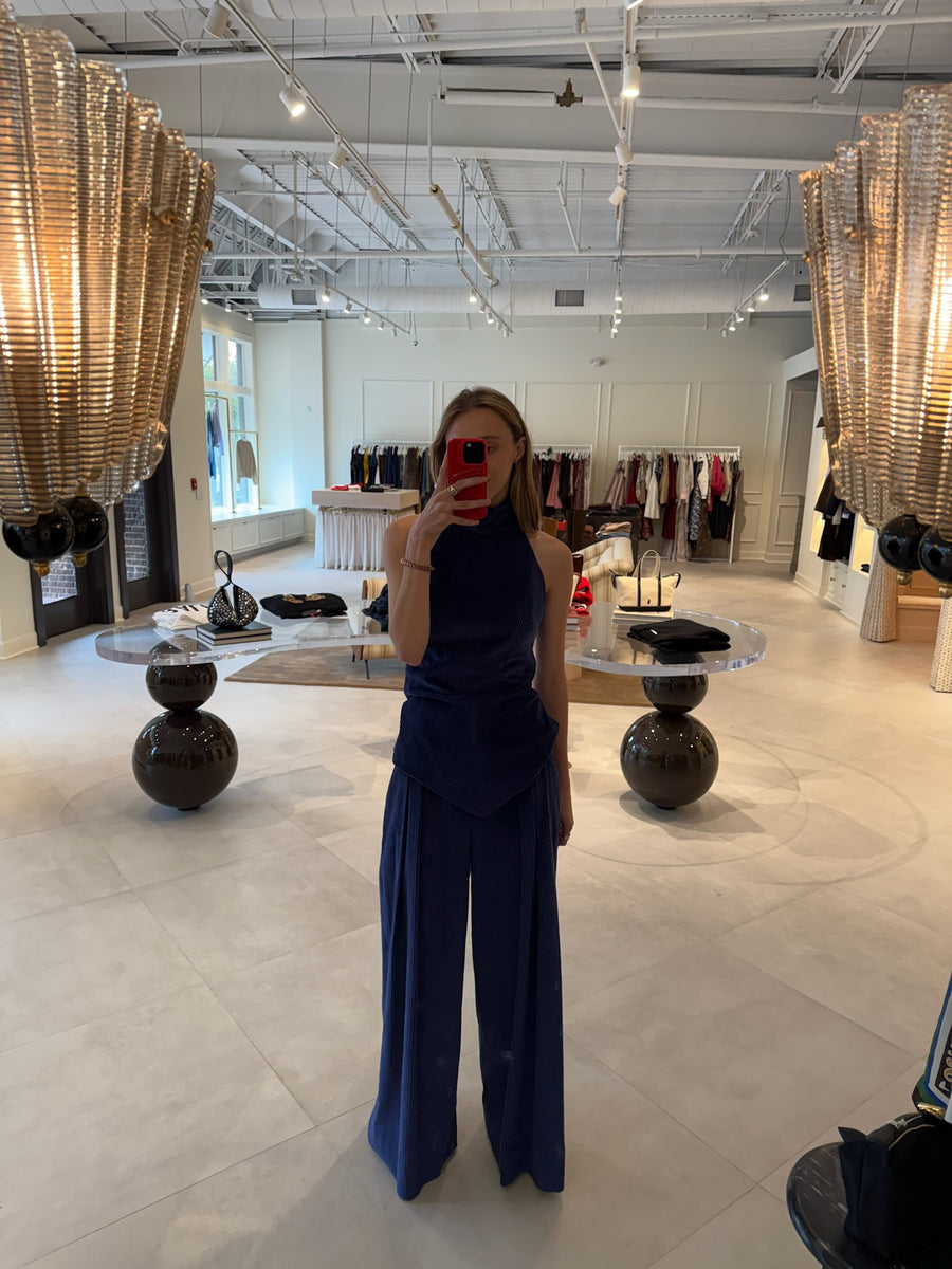 Wide Leg Pleat Corduroy Pant