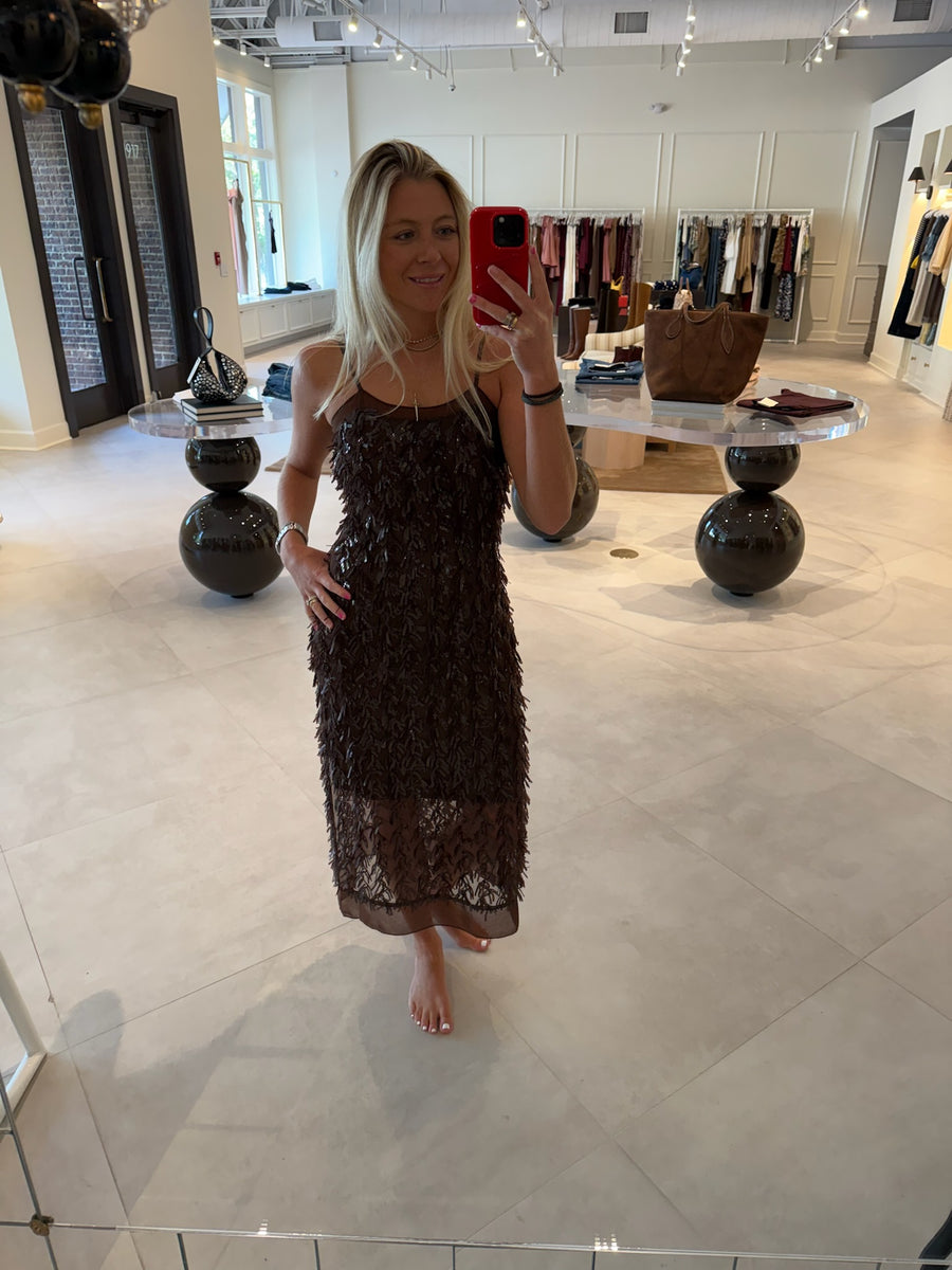 Mesh Sequins Slip Dress