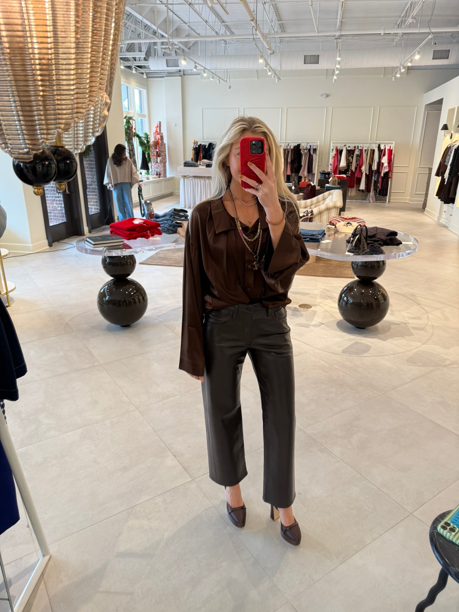 Faye Leather Straight Jean