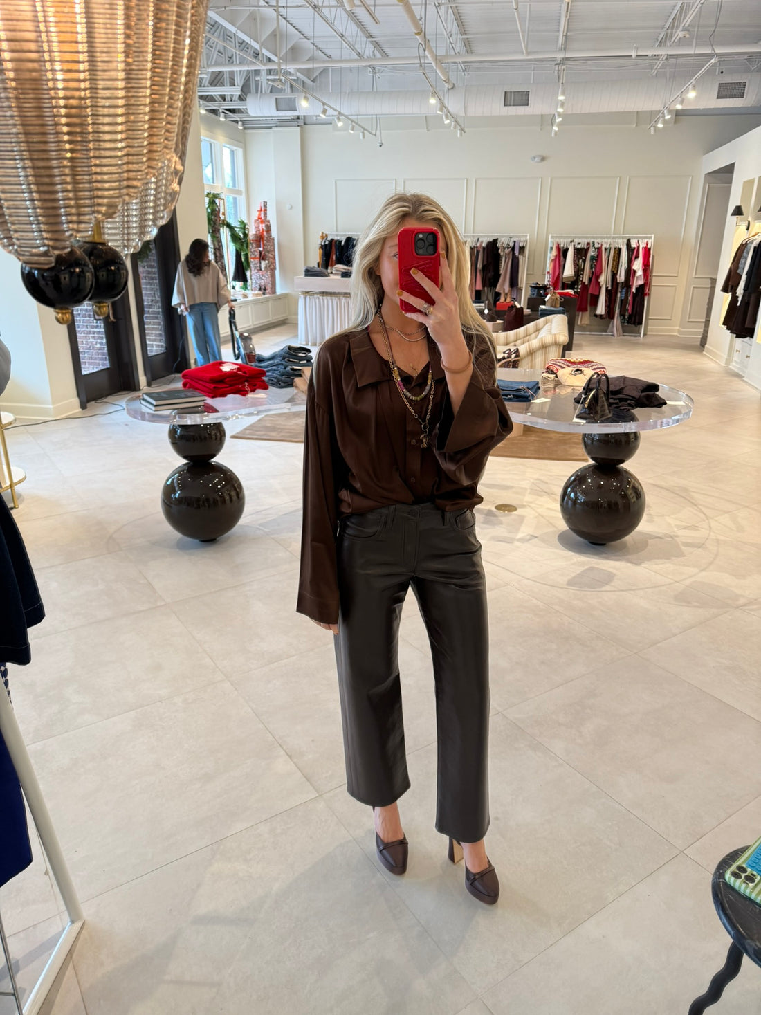 Faye Leather Straight Jean