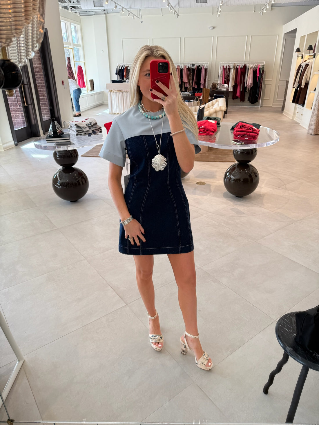 Denim Combo Mini Dress