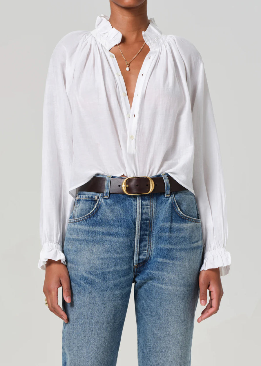 Iris Ruffled Top in White