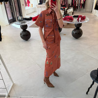 Dusty Embroidered Midi Skirt