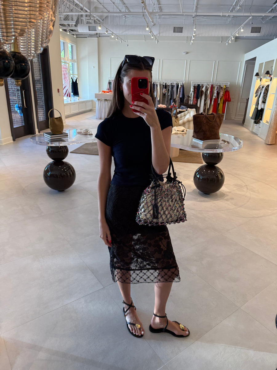 Printed Macrame Mini Sac