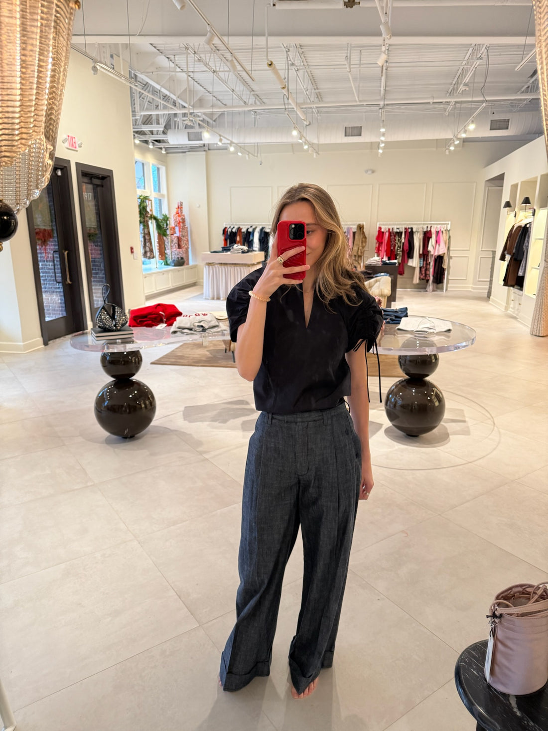 Denim Double Pleat Pant