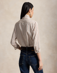 Striped Tie-Neck Shirt