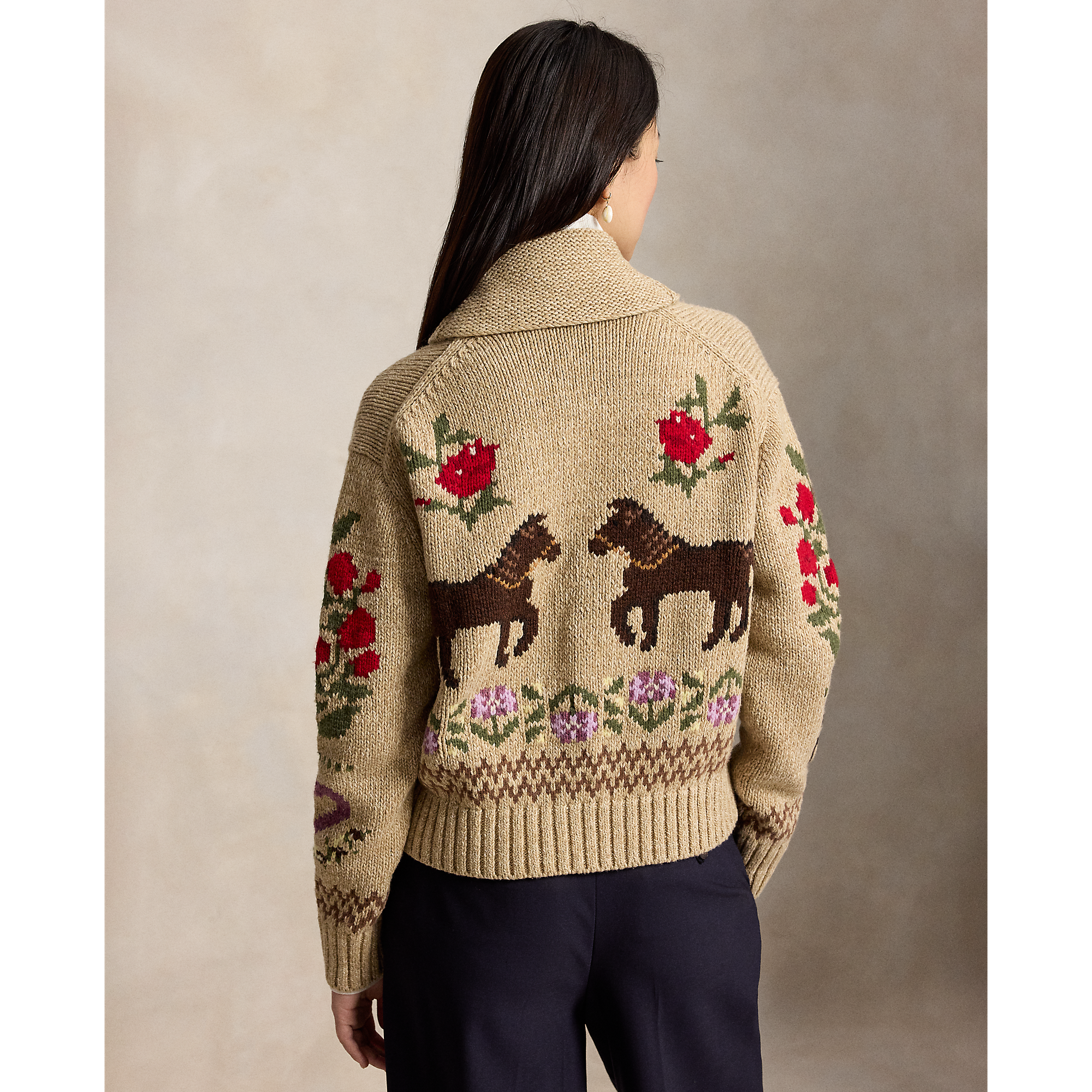 Intarsa Knit Shawl Cardigan