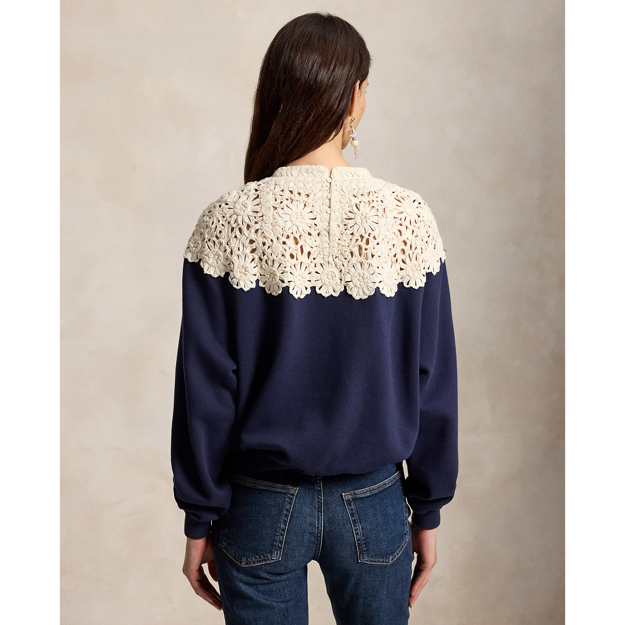 Lace Yoke Sweatshirt