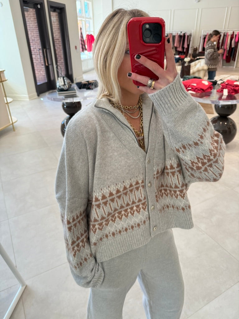 Elliot B Cropped Fairisle Cardigan