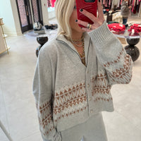 Elliot B Cropped Fairisle Cardigan