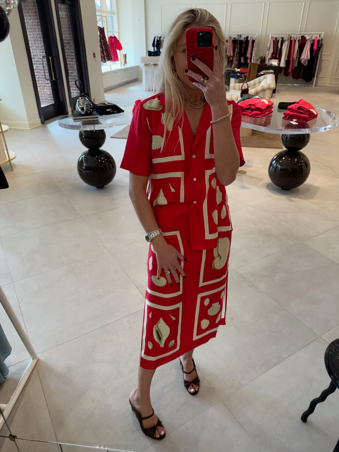 Graphic Shell Slip Skirt