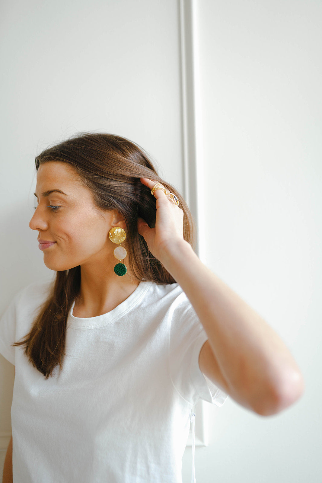 Sonia Geometric Double Stone Earrings