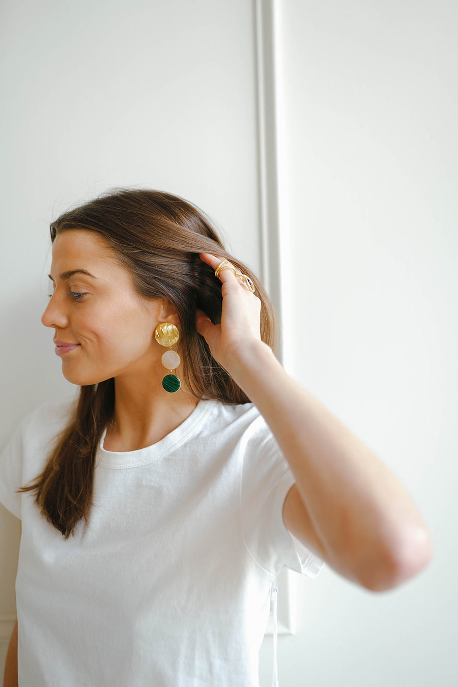 Sonia Geometric Double Stone Earrings