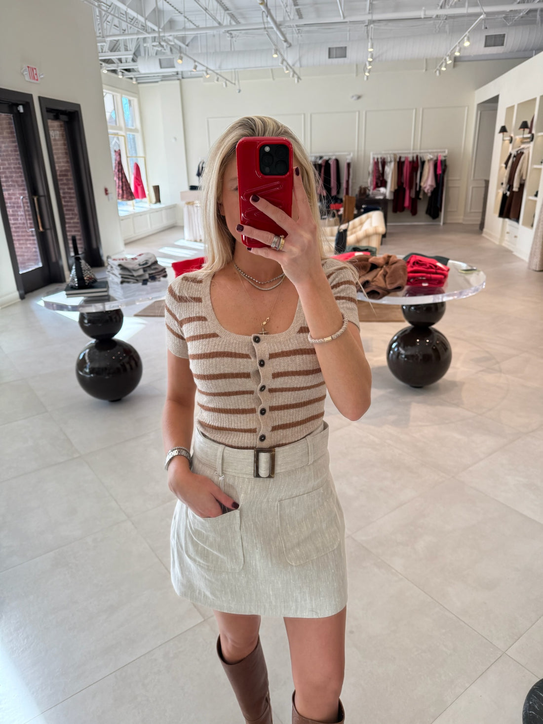 Terry Striped Short Sleeve Cardigan