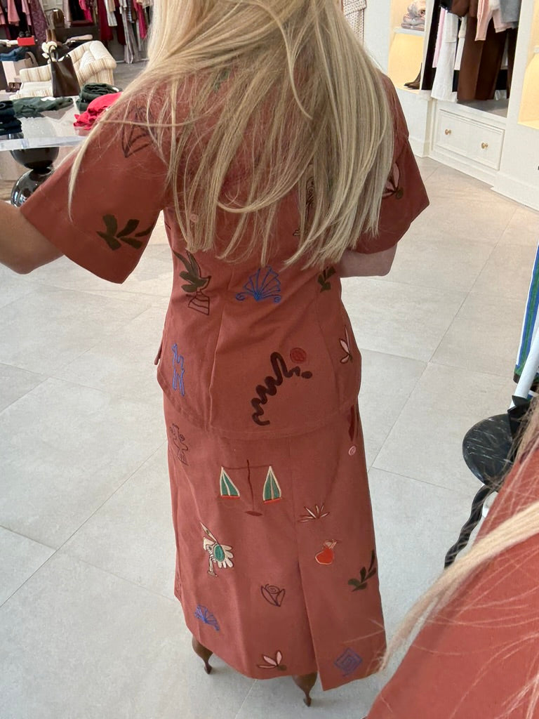 Dusty Embroidered Midi Skirt