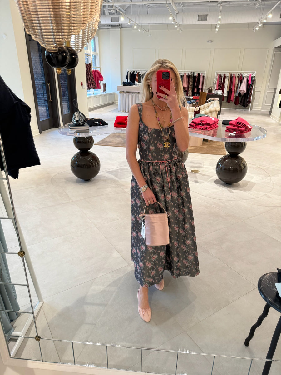 Apple Taffeta Corset Midi Dress