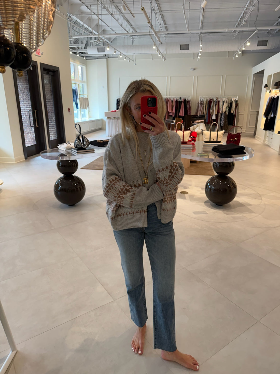 Elliot B Cropped Fairisle Cardigan