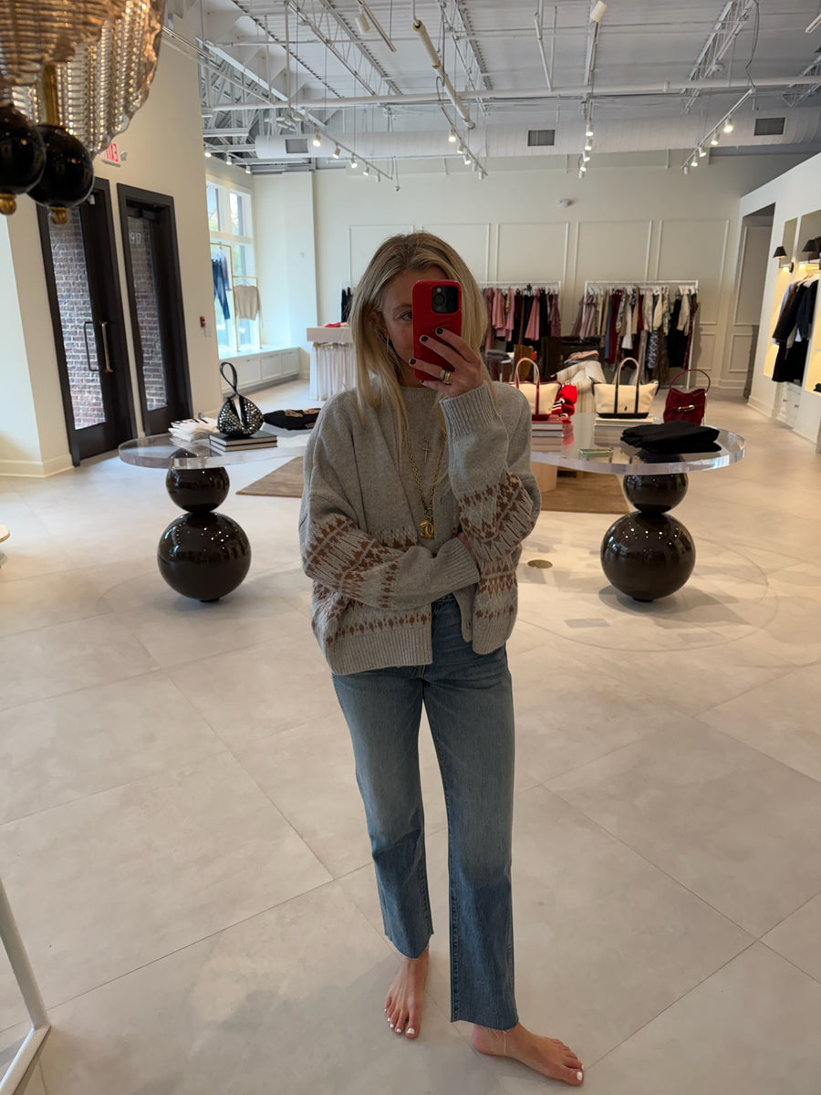 Elliot B Cropped Fairisle Cardigan