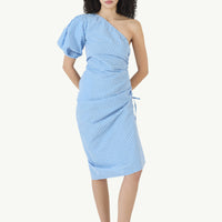 One Shoulder Puff Sleeve Dress