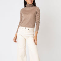 Tipped Superfine Funnel-Neck Sweater