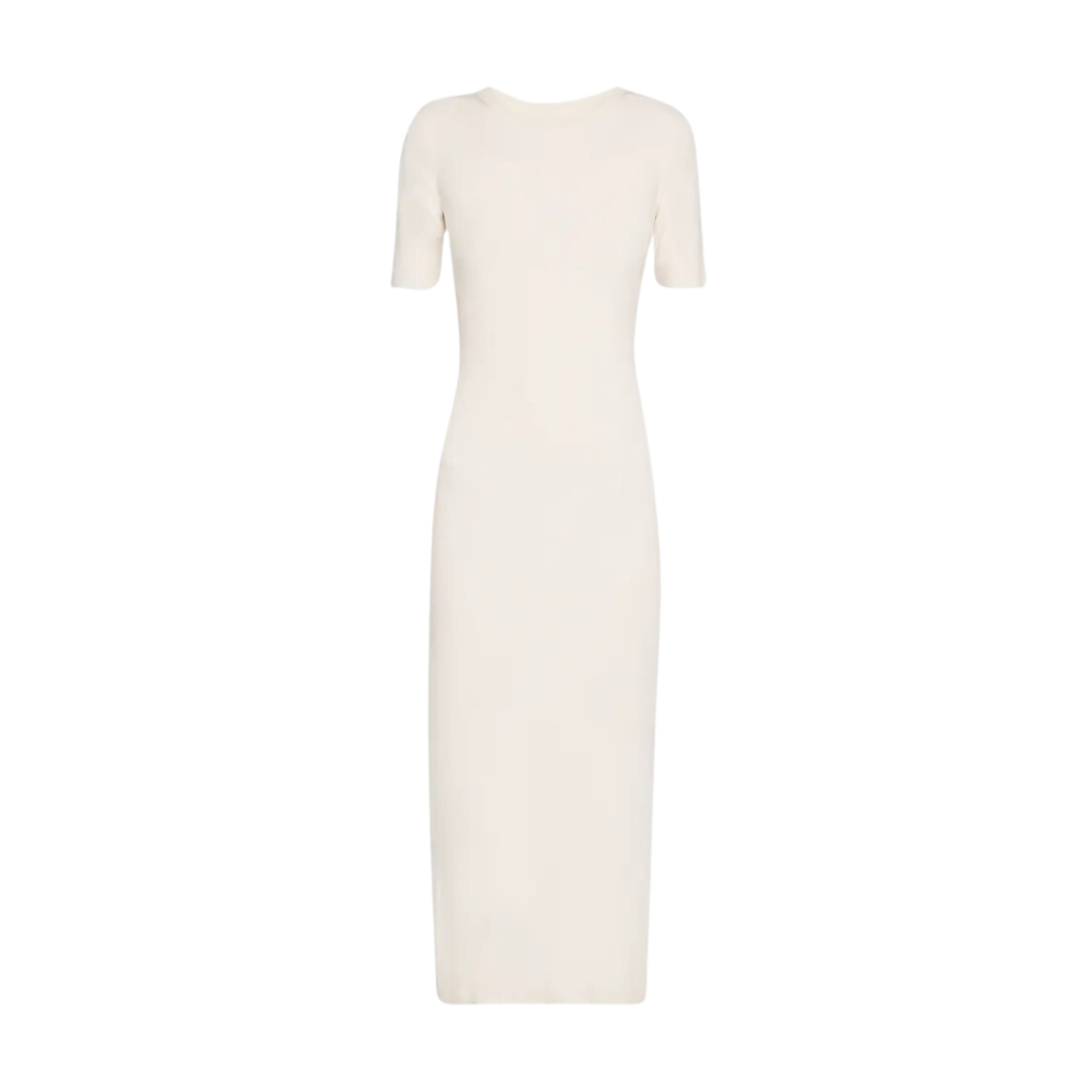 Silk Sweater Rib Half Sleeve Dress