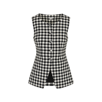 Phillipa Check Button Front Vest